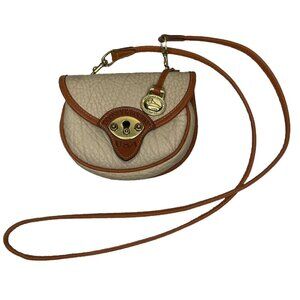 Vtg DOONEY & BOURKE Cavalry All Weather Mini Crossbody Belt Bag Ivory Leather